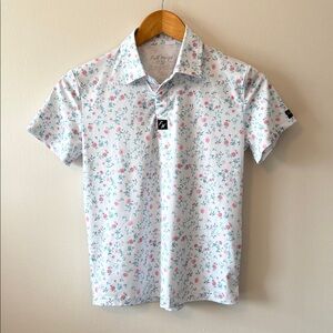 Full Wedge Golf Apparel Floral Print Kids Polo Shirt